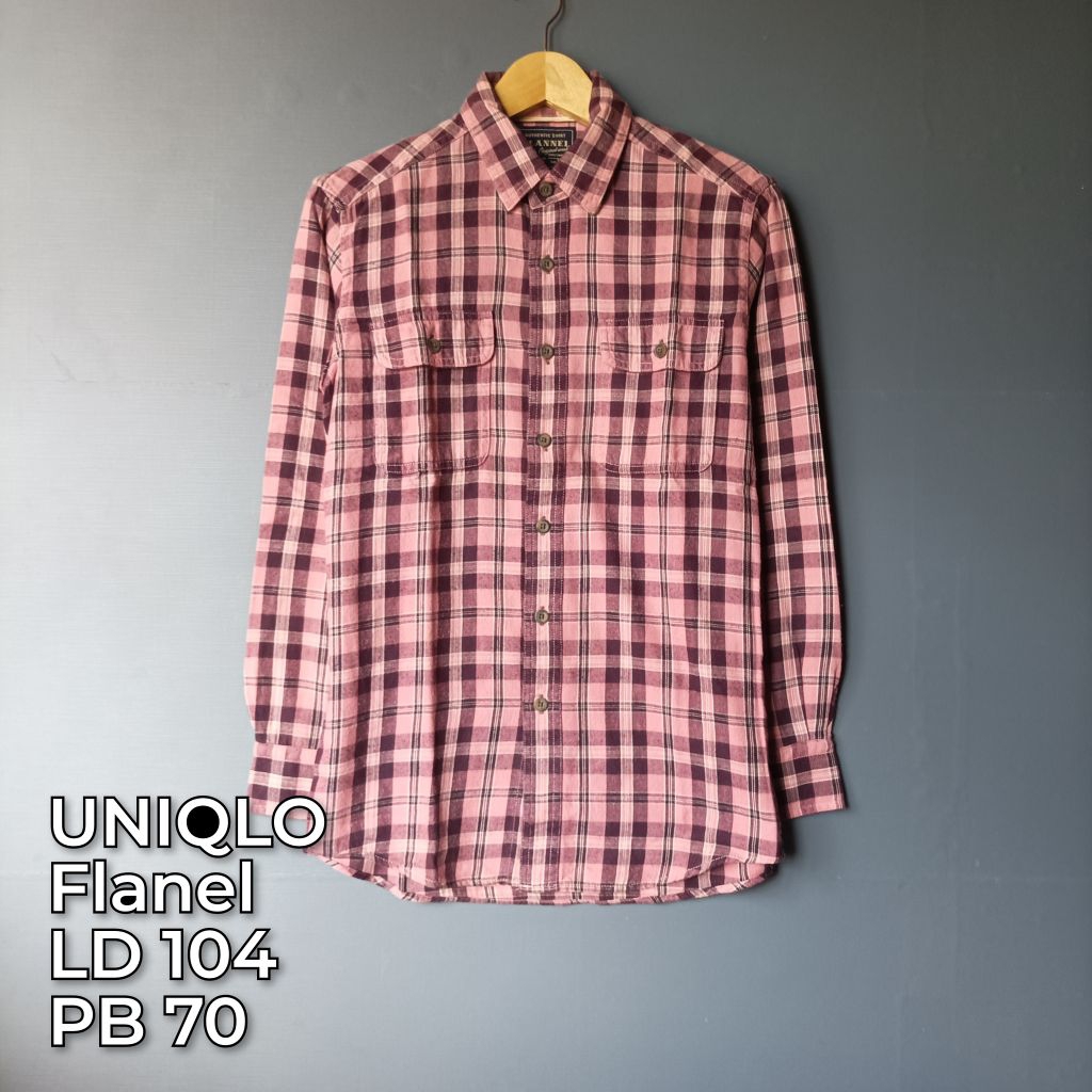 kemeja flanel kotak kotak second original UNIQLO| vintage branded preloved lokal