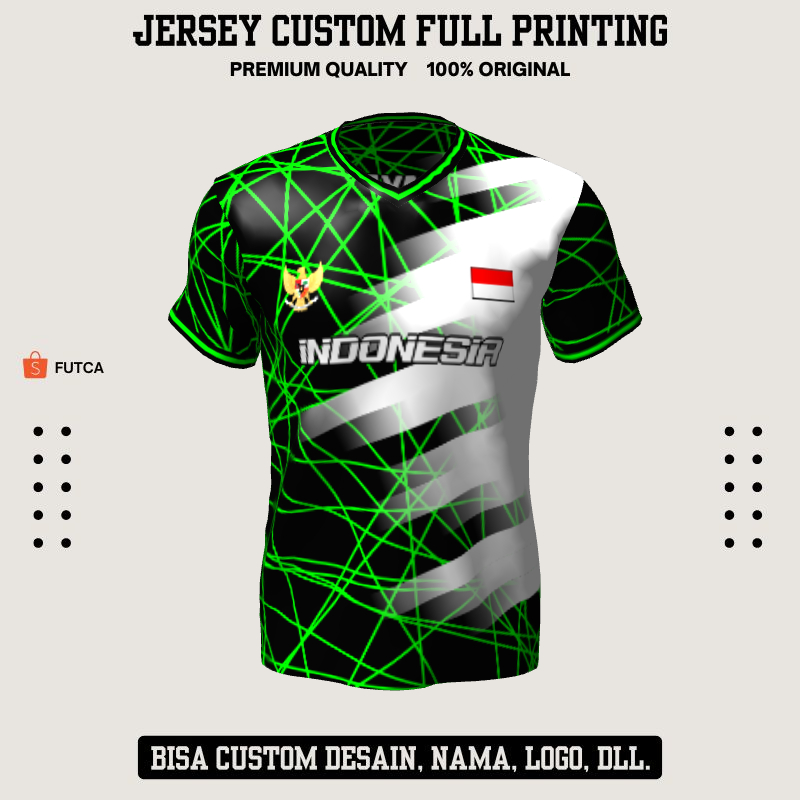 Kaos Jersey Futsal Hitam Hijau Putih Motif Abstrak 318 - Jersey Olahraga