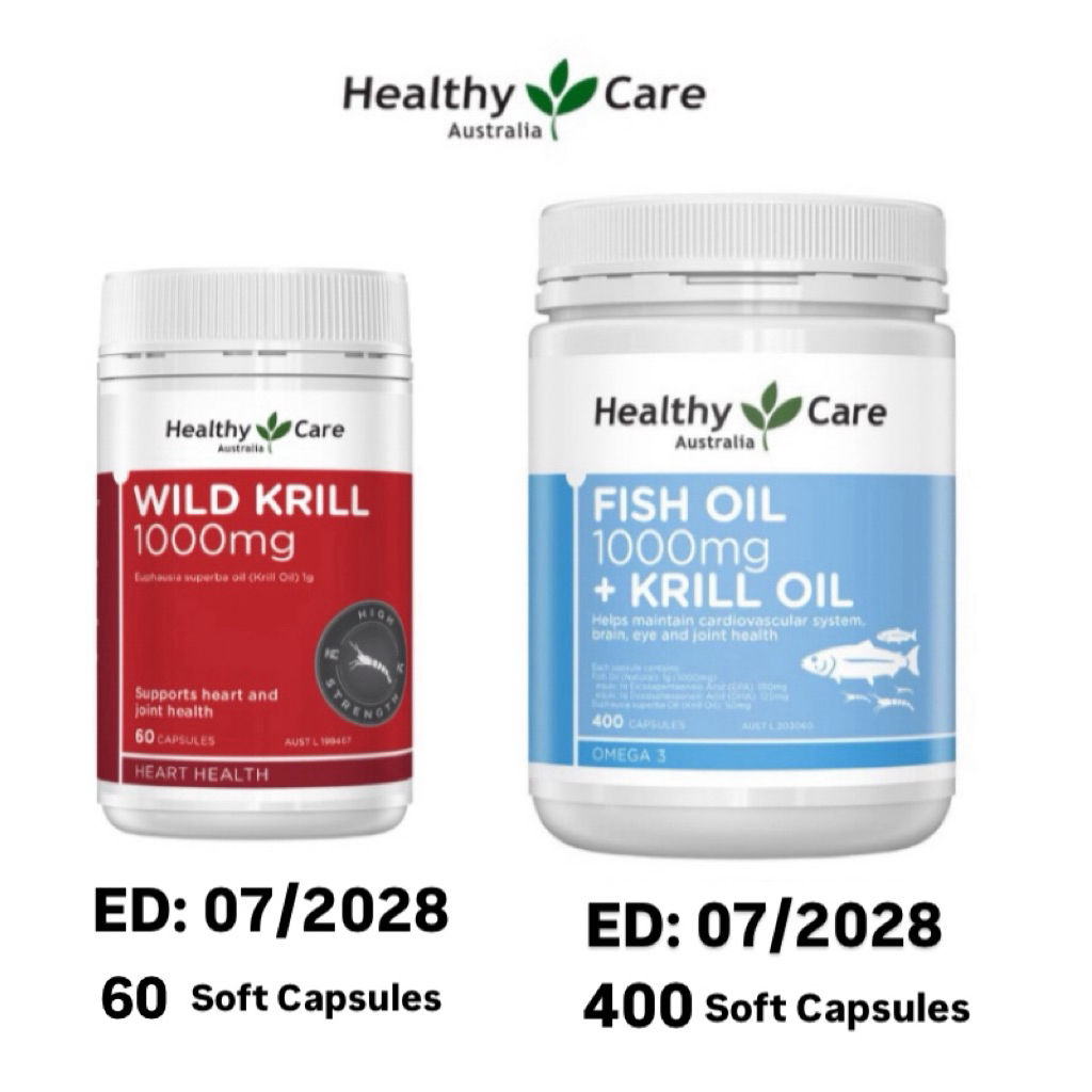 Healthy Care Fish Oil 1000mg Krill Oil 400 Capsules : Krill 1000mg 60 Capsules Omega 3 Krill Oil Aus