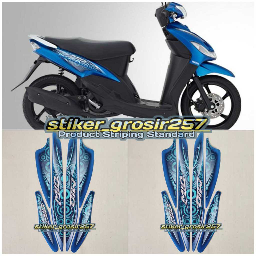 STIKER STRIPING LIS LES BODY YAMAHA MIO SPORTY SMILE 2011 2012 BIRU STANDAR