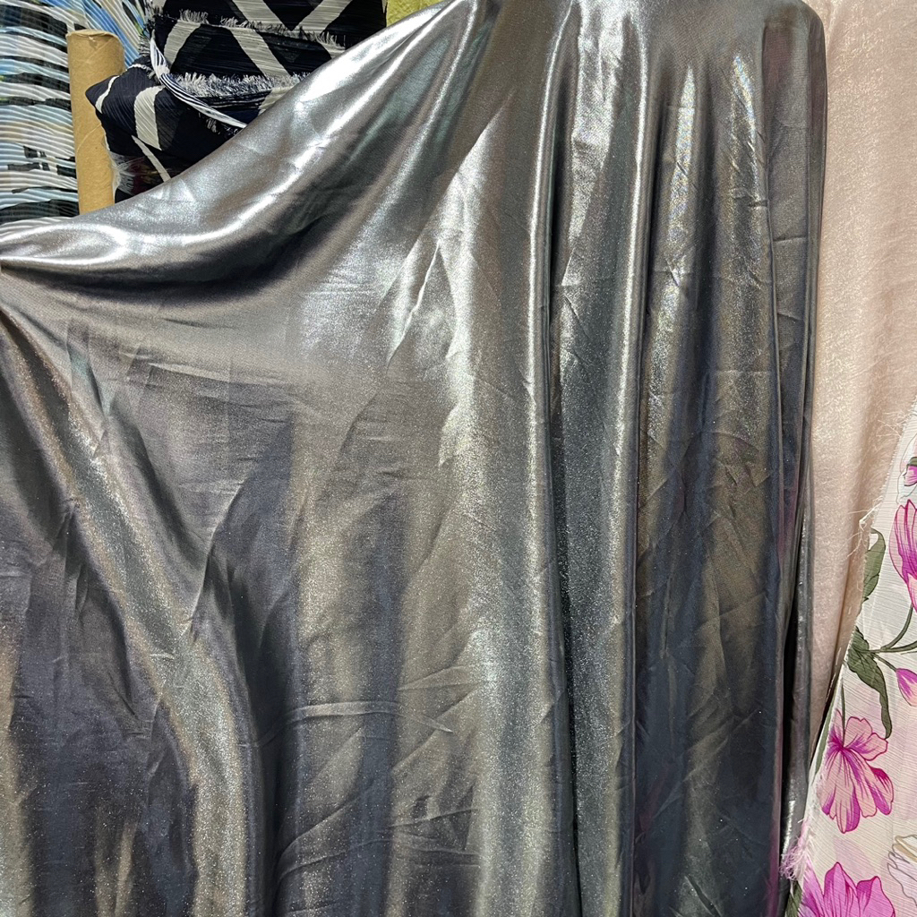 Kain Warna Silver - Kain Metalik - Kain Ceruty Zara Metalik Bagus | Harga Per 0,5M