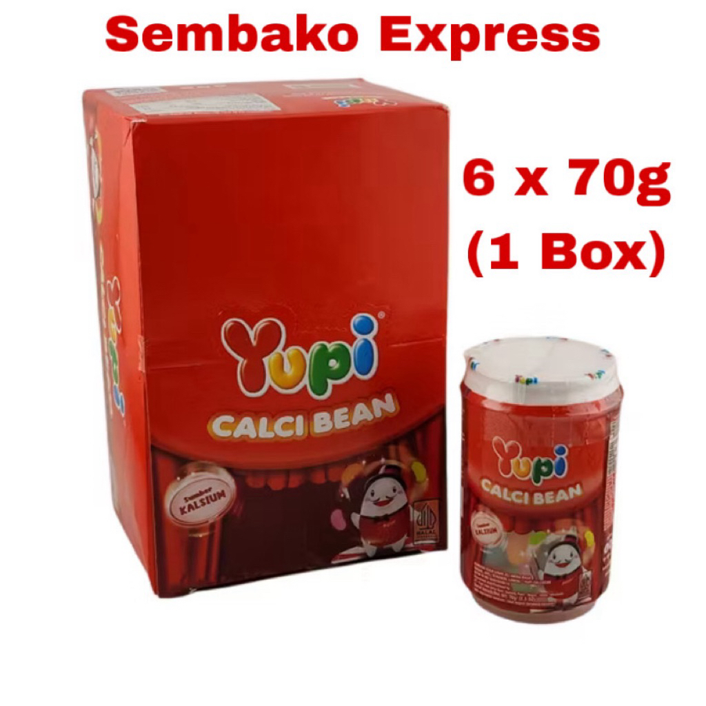 Yupi Calci Bean 70g x 6 (1 Box) | Permen Jelly Lembut Kaya Kalsium Favorit Anak
