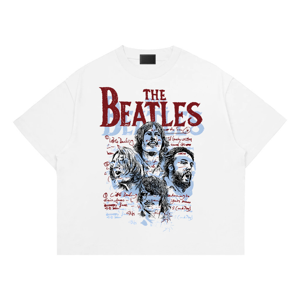HOT Kaos The Beatles Rock Band Oversize Putih 24s/Kaos Lengan Pendek Pria/Kaos Pria Distro