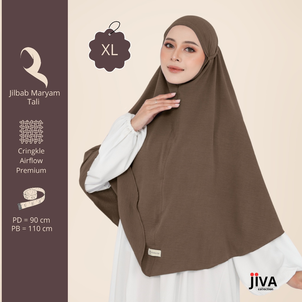 Khimar Tali Non Pet Jumbo XL – Crinkle Airflow Premium, Nyaman & Adem