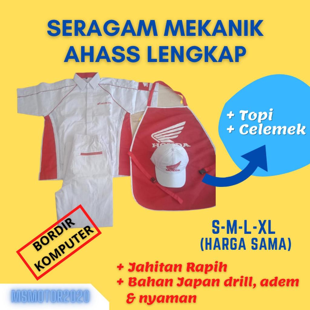 Seragam Mekanik Ahass Lengkap / wearpack Ahass / topi /celemek