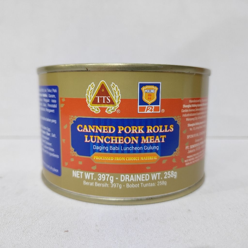 MALING TTS Canned Egg Pork Rolls Luncheon Meat 397gr