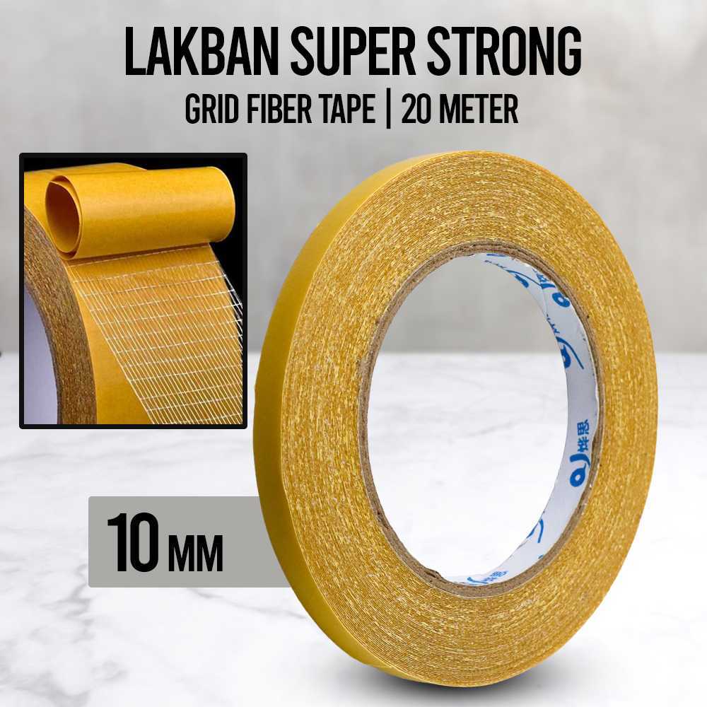 BARU - Uk 1 CM X 10 Meter Tape Double Tip Bening Lakban 3M Super Perekat Lengket Sisi 2 Bagus Paling
