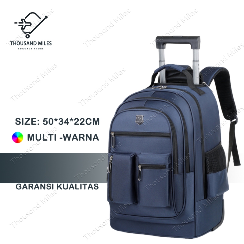 Thousand Miles Tas Travel Kapasitas Besar - Tas Ransel Troli Impor Tas Pria 2 Roda - Dengan Troli Ta