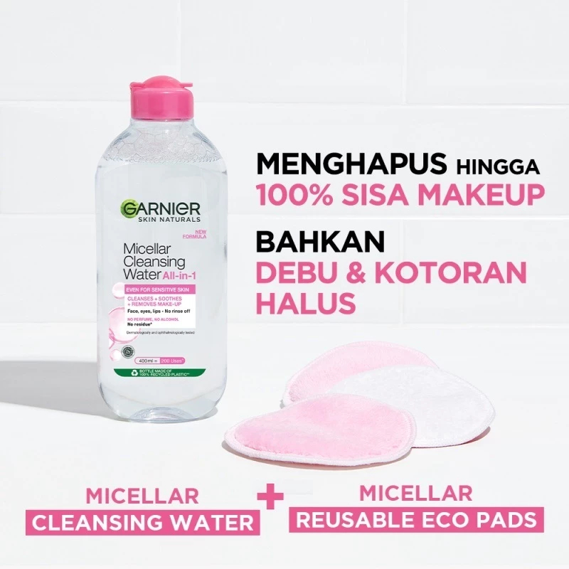 GARNIER Micellar Cleansing Water Pink 125mL || Pembersih Make Up Wajah Sensitif || Make Up Remover