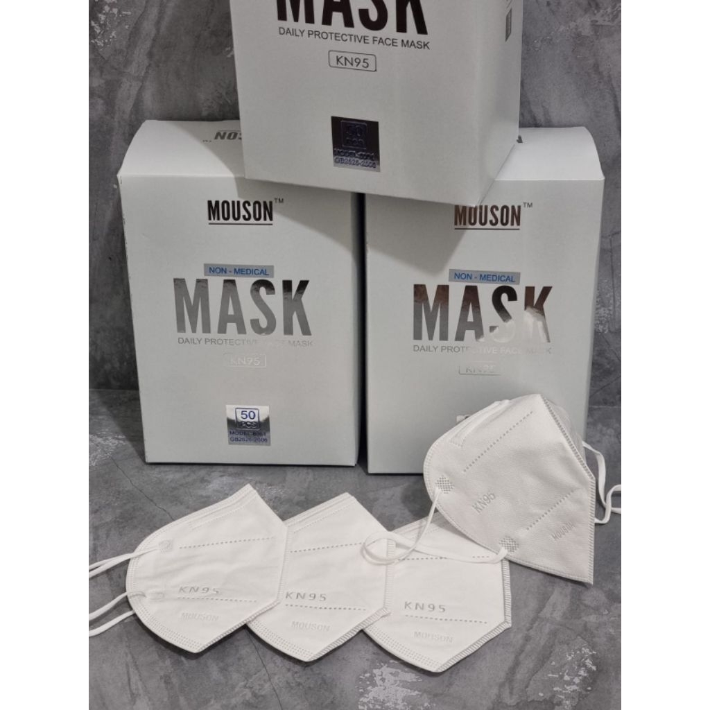 Masker Kn95 Mouson Hitam & Putih isi 50 pcs dan Kn95 pro non pack isi 10