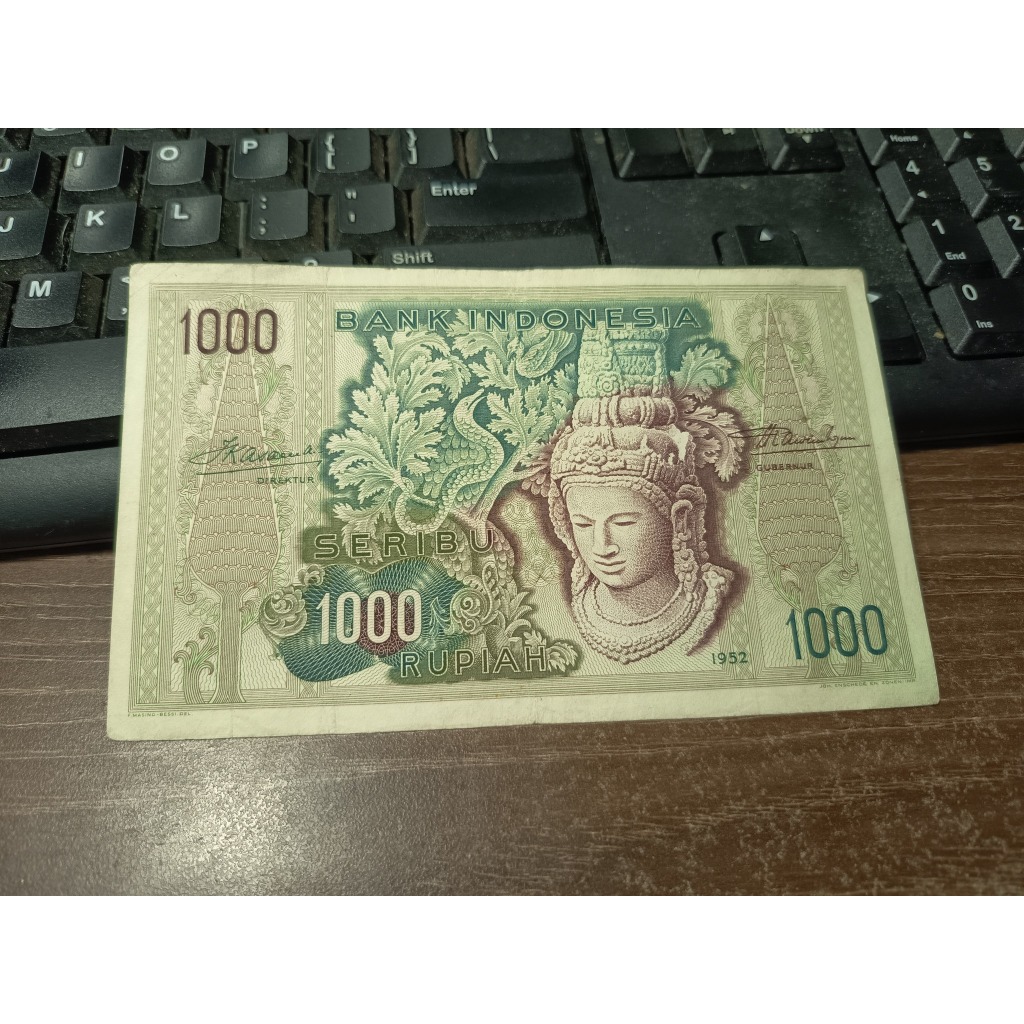 Seri Budaya 1000 Rupiah 1952 Seri WH 037302 Kondisi VF Bersih Tidak Ada CAP