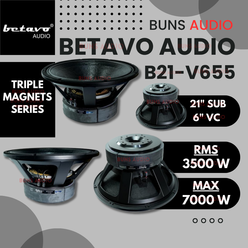 Betavo Audio B21-V655 21 Inch Triple Magnet Speaker + 6 Inch Voice Coil -- 7000 Watts Max Power