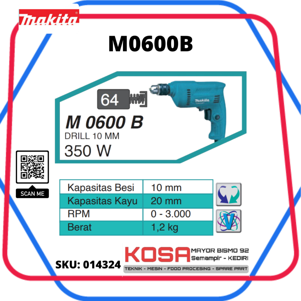 MAKITA M0600B Mesin Bor Listrik 10mm MAKITA M 060 Bor Listrik MAKITA 10mm M-060B Bor MAKITA MT60