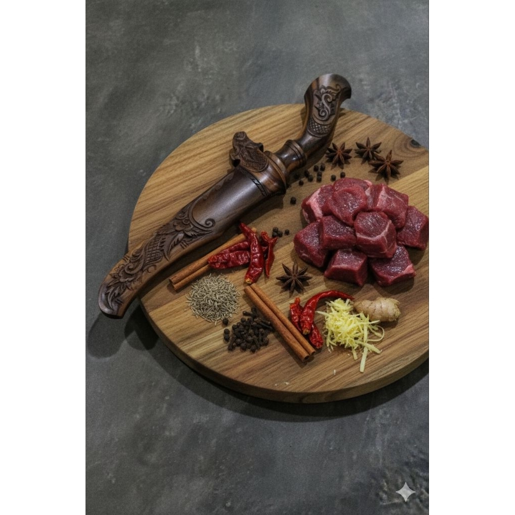 pisau dapur seni ukir terbaik baja hss kayu sonokeling