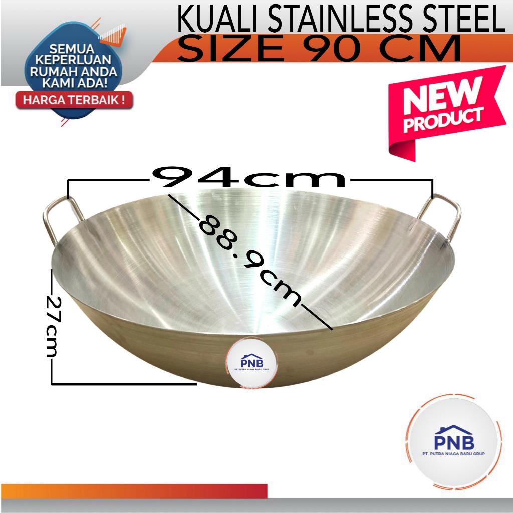 Wajan Kuali Besar 90 cm Penggorengan Stainless Steel Tebal Wok Kuali Goreng