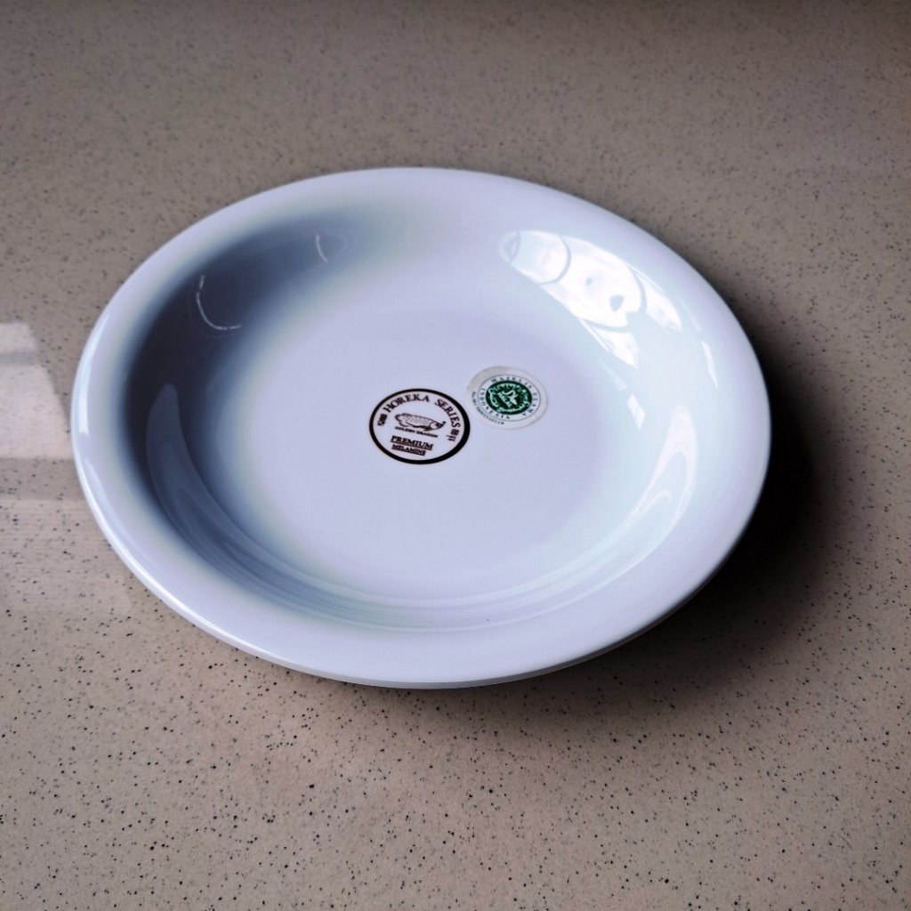 Piring Lontong 8" Putih Horeka Porcelain Melamine - Golden Dragon P6208