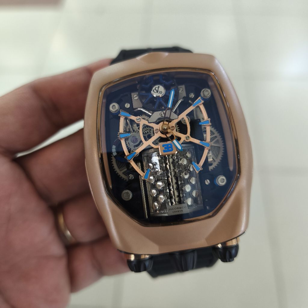 Jam tangan Automatic Swiss JACOB & CO Bugatti Chiron Rosegold / Silver Stainless steel Sapphire Rubb