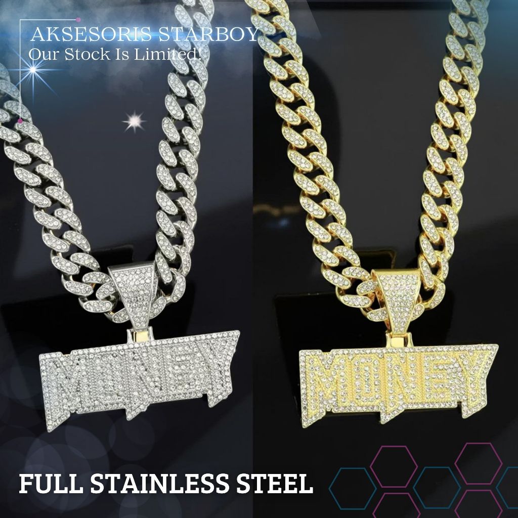 Starboy Accessories – Kalung Money Iced Out | Money Pendant Necklace Hiphop American Style