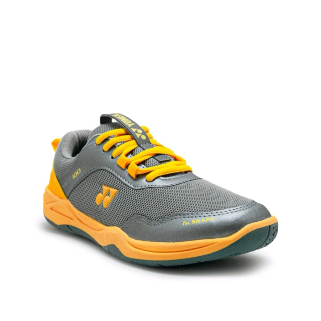 Velo100 Abu Kuning Sepatu Badminton Pria Wanita Sepatu Olahraga Bulutangkis Volly Tennis Sepatu Spor