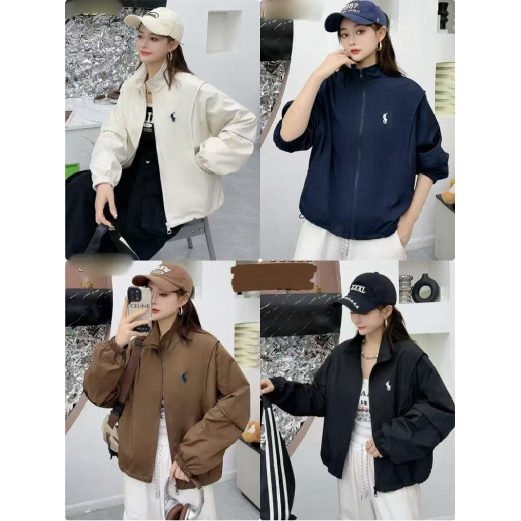 JAKET PARASUT WANITA MOTIF POL0 IMPORT