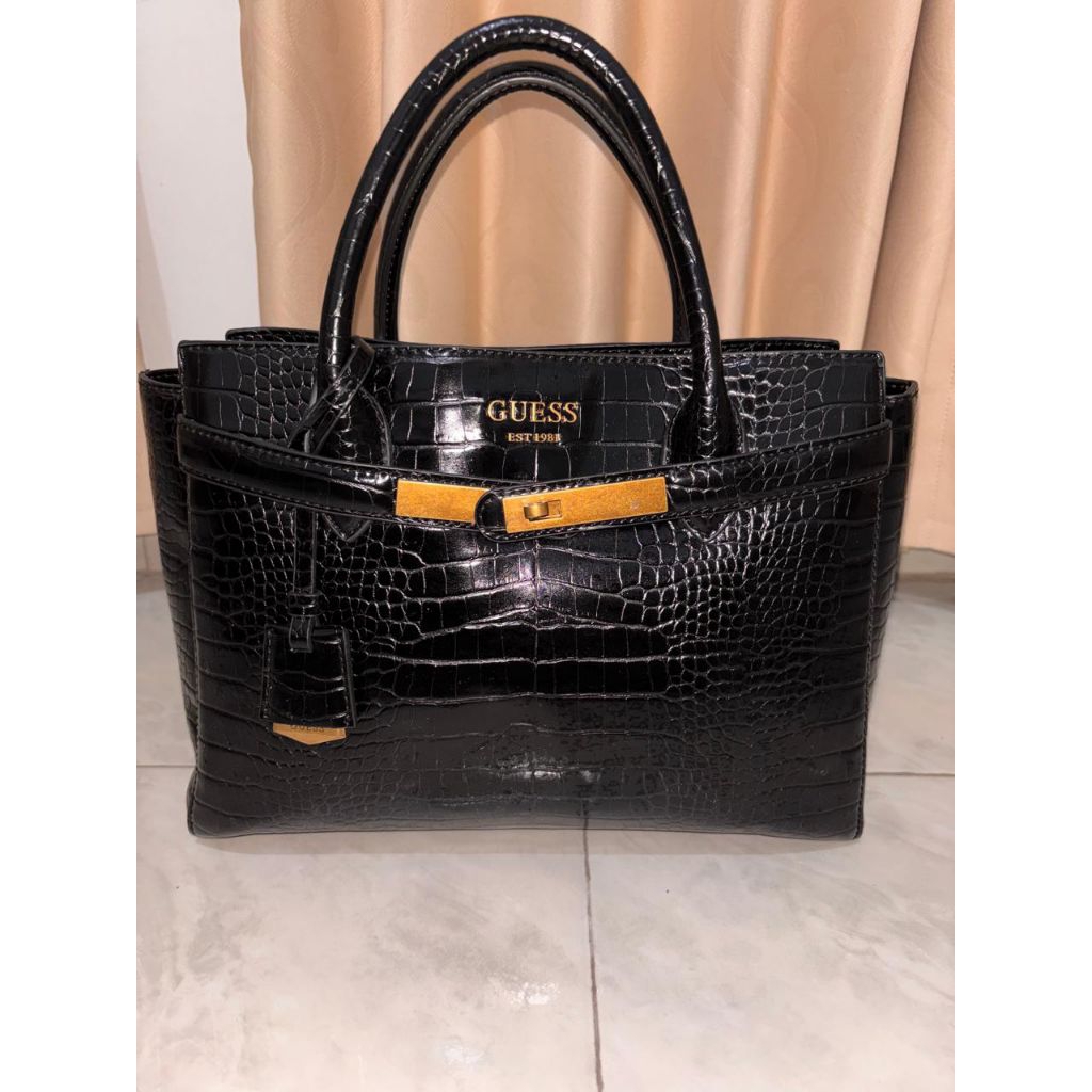 Guess Enisa High Society Satchel size L (Black croco)