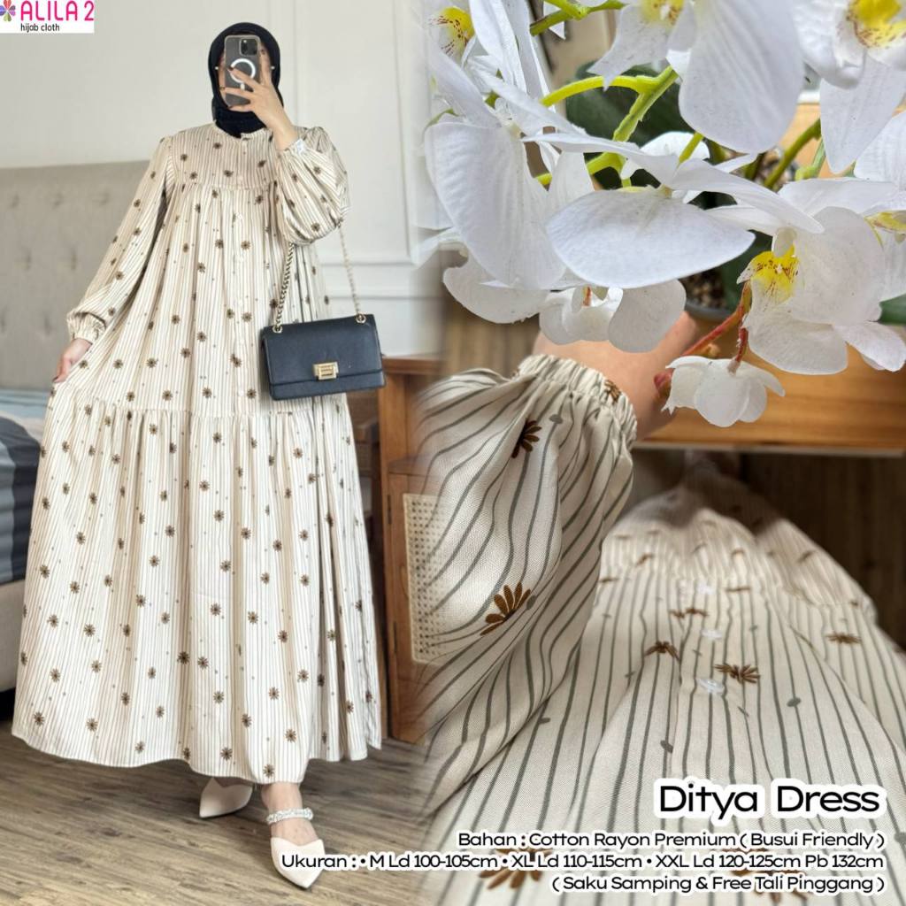 Ditya Dress Original Alila2 Dress Catton Premium Dress Wanita Ditya Alila (Busui Friendly)