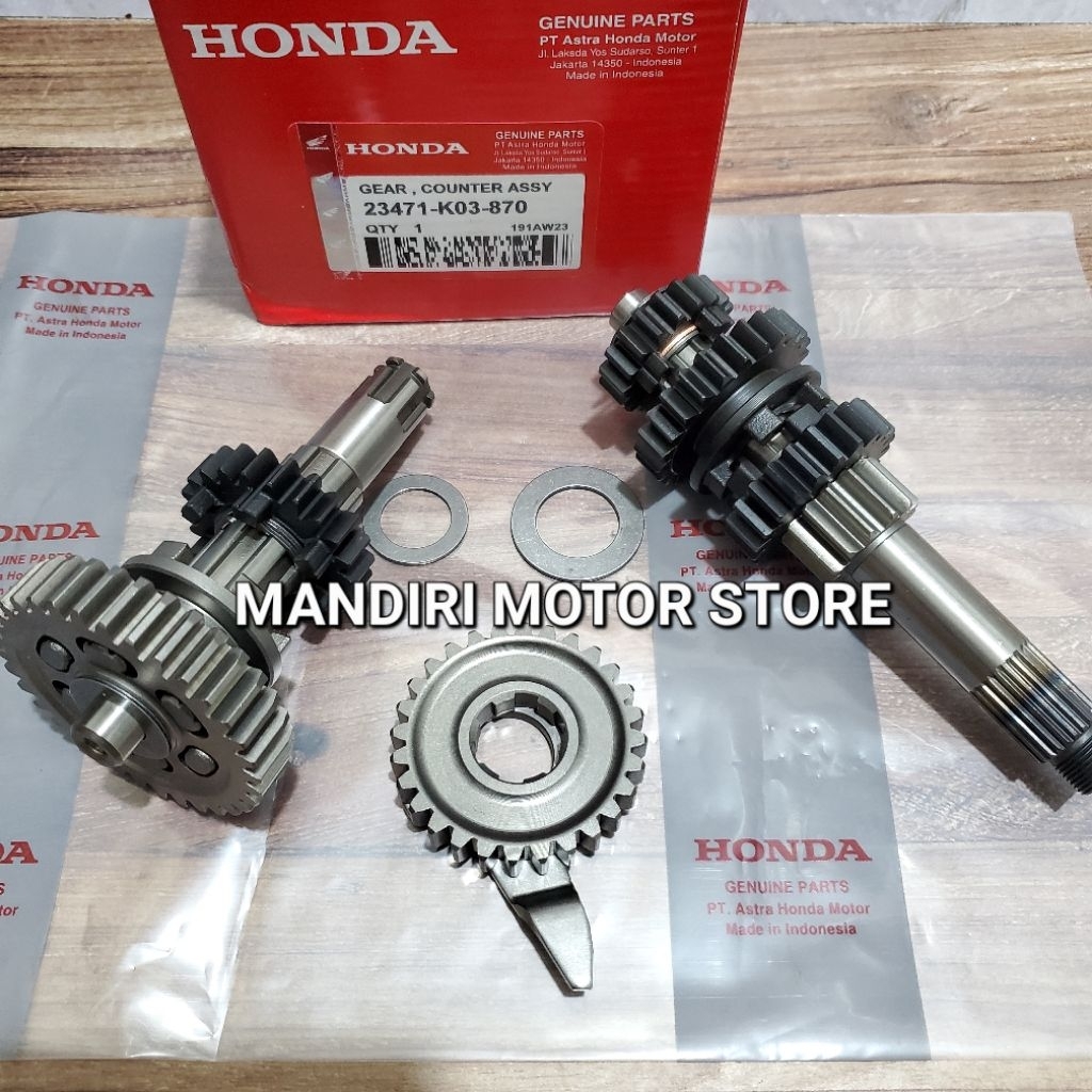 GEAR GIGI SUSUN SET GIGI TARIK HONDA REVO FI INJEKSI KODE KWW, REVO FIT INJEKSI 110 CC