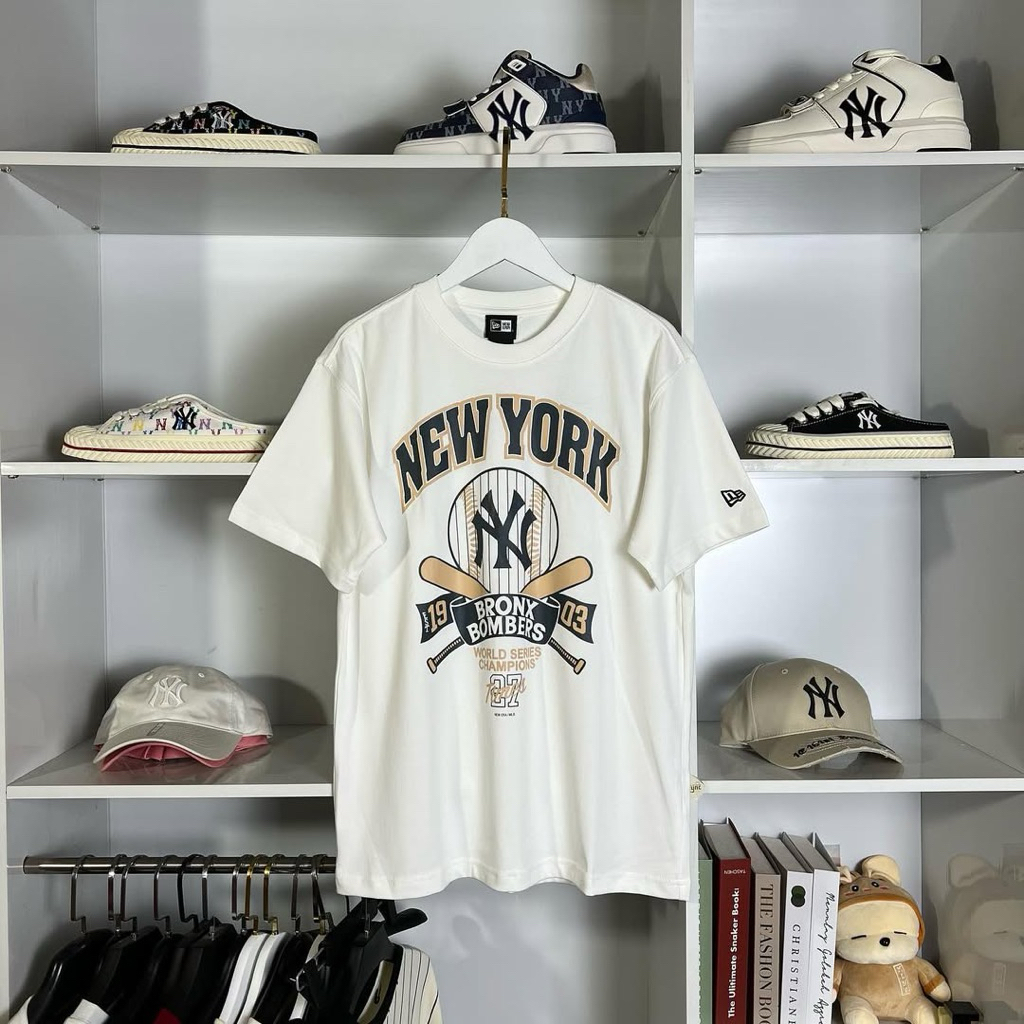 Tshirt Kaos New Era | MlB  Bisbol New York Import Full Cotton 20s Unisex Pria Wanita No Bordir