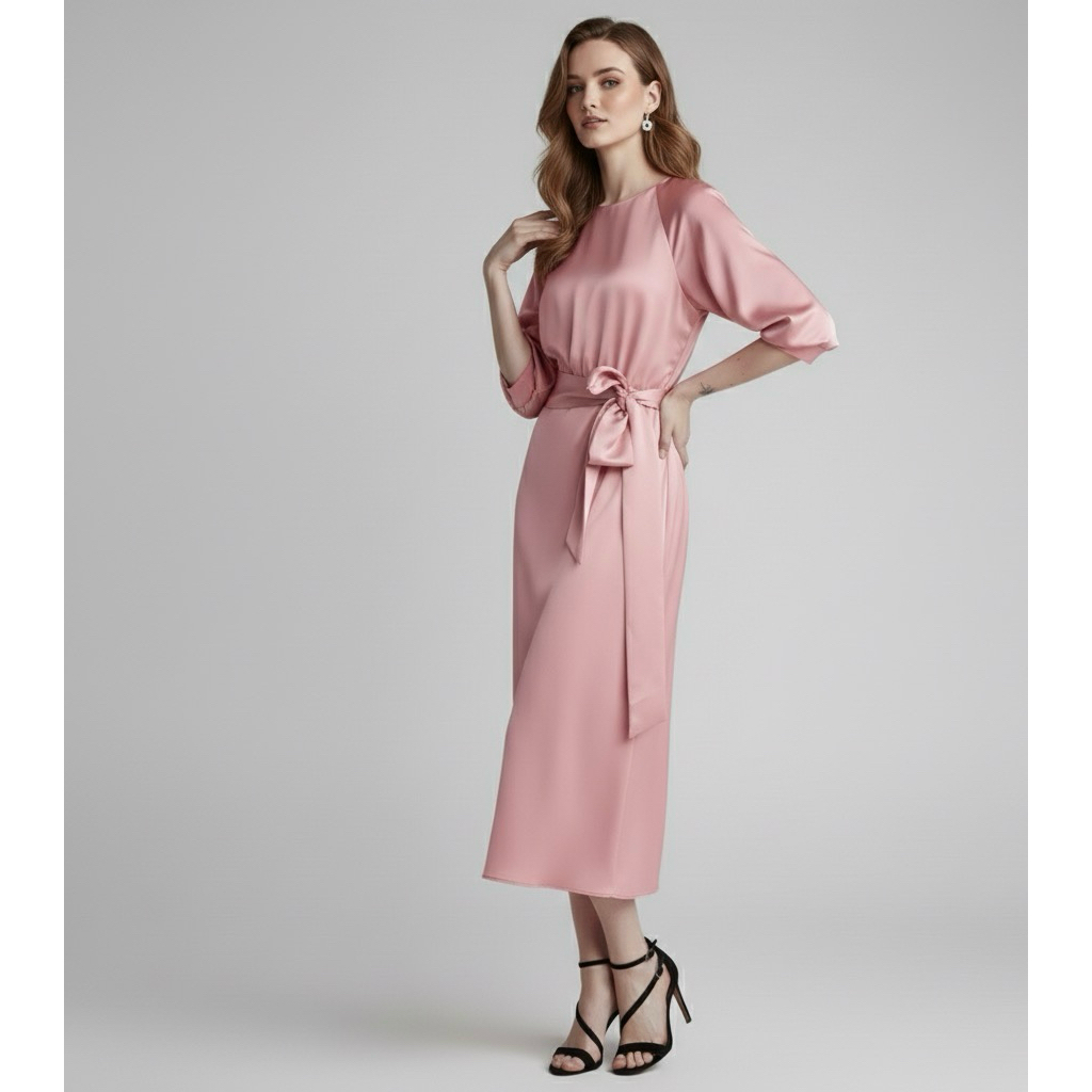 Hnm satin dress with belt