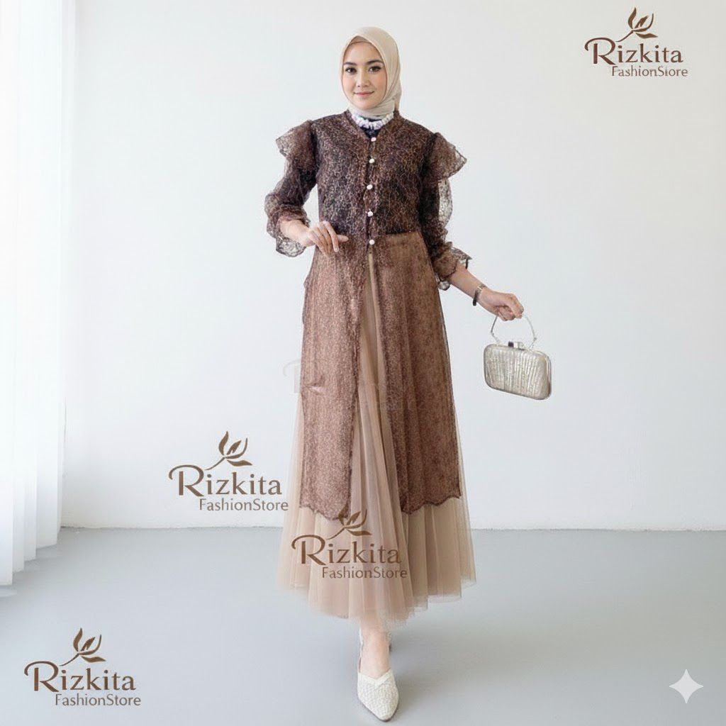 outer brokat tunik /brokat tunik maella / tunik kondangan