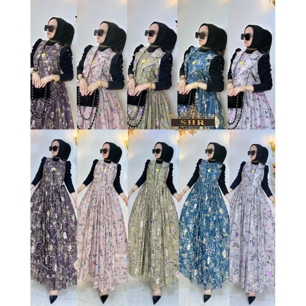 SHR ORIGINAL 100% GAMIS MAXI OTW LEBARAN JACKET TERBUAI BY SHR ORI