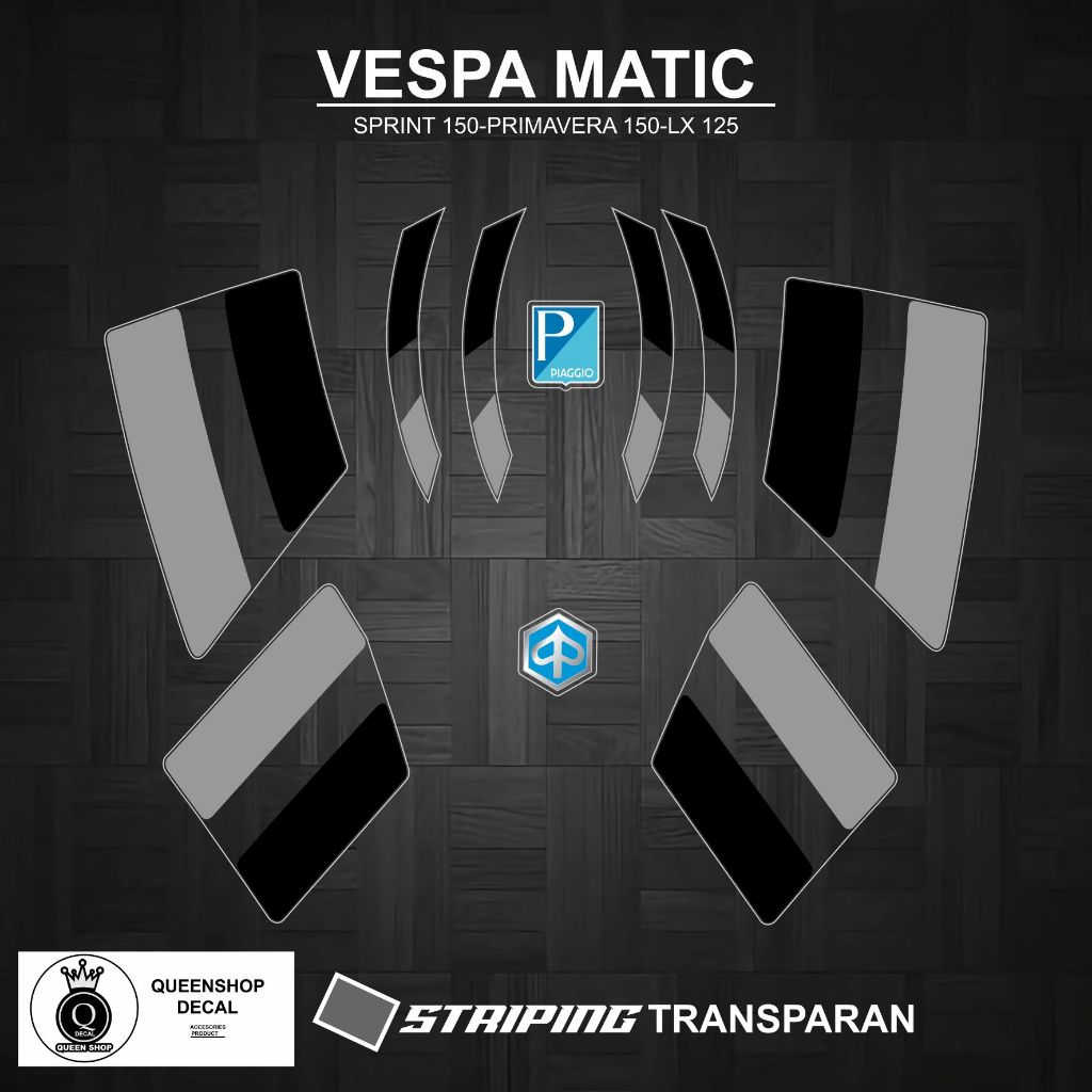 STRIPING TRANSPARAN UV VESPA MATIC MOTIF 02 / VESPA SPRINT / SKOTLET TRANSPARAN VARIASI / VESPA PRIM