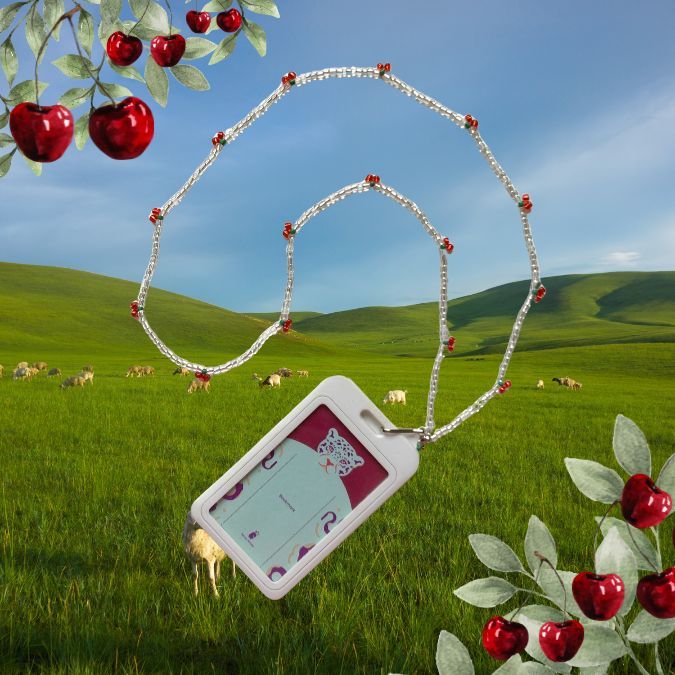 Gantungan ID Card/Lanyard cerry manik/ Lanyard ID Card Manik/Card Holder Name Tag - [CERRY] Lanyard 