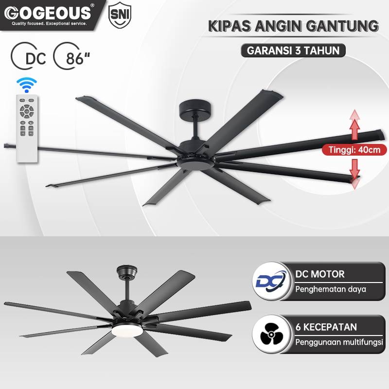 COD Kipas Angin Gantung Plafon Remote Besar 86Inci Motor DC 6 Kecepatan Ruang Tamu Kipas Angin Gantu