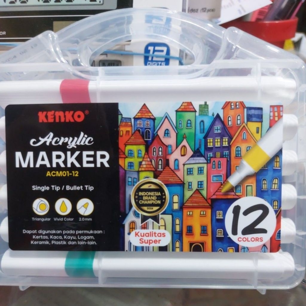 Acrylic Marker Kenko 12 warna / spidol marker acrliric