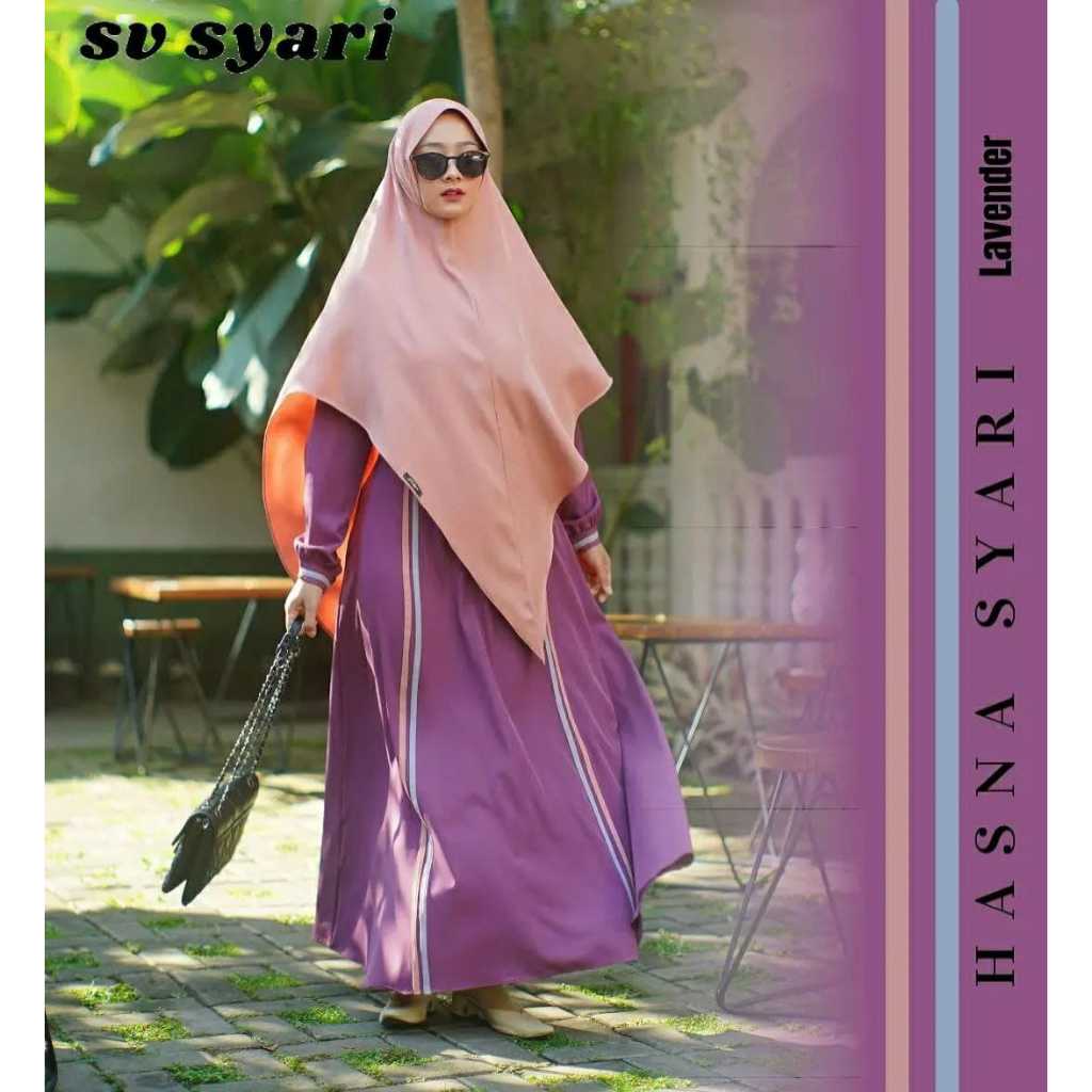 Hasna syari Gamis Set Hijab Lebaran Terbaru 2025 Bahan Syakila Import Busui Buat Kondangan Pesta Mew