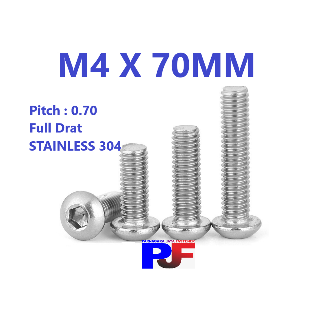 Baut L Button M4 x 70 / Baut Button L M4 x 70 SUS 304