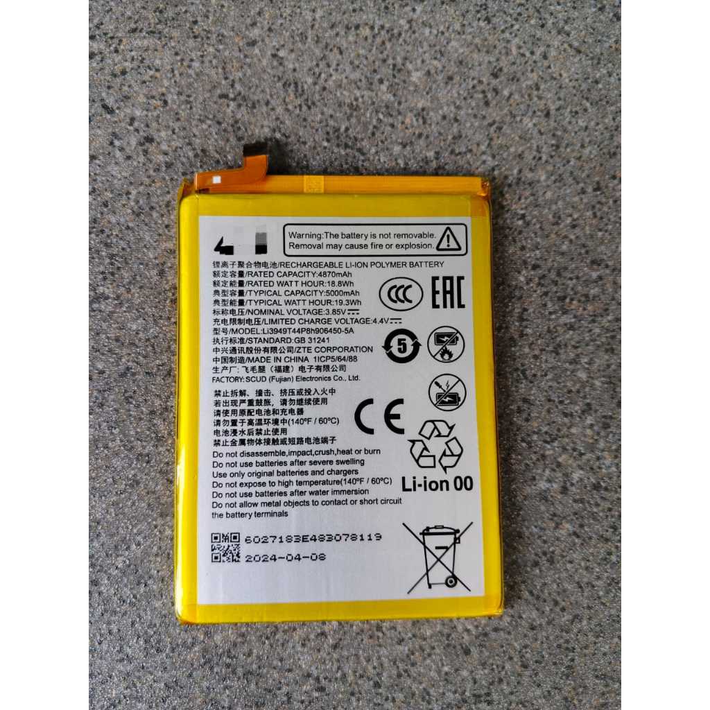 BATERAI BLADE A53 PRO Li3949T44P8H906450-5A BATRE ZTE A52 Li3949T44P8H906450 5000mAh