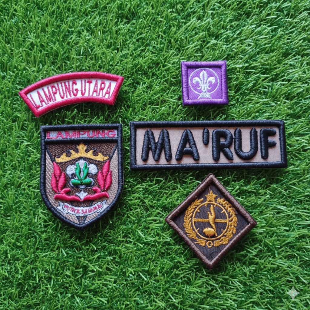 Set Atribut Pramuka Bordir Timbul Lampung | Badge Pramuka 3D | Custom Nama