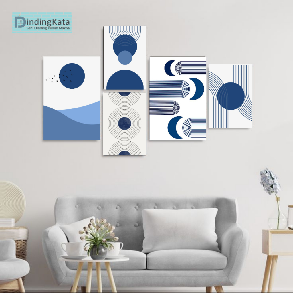 Hiasan Dinding Aesthetic Poster Tema Biru Minimalis Dekorasi Kamar Walldecor Kantor Kerja Ruang Tamu