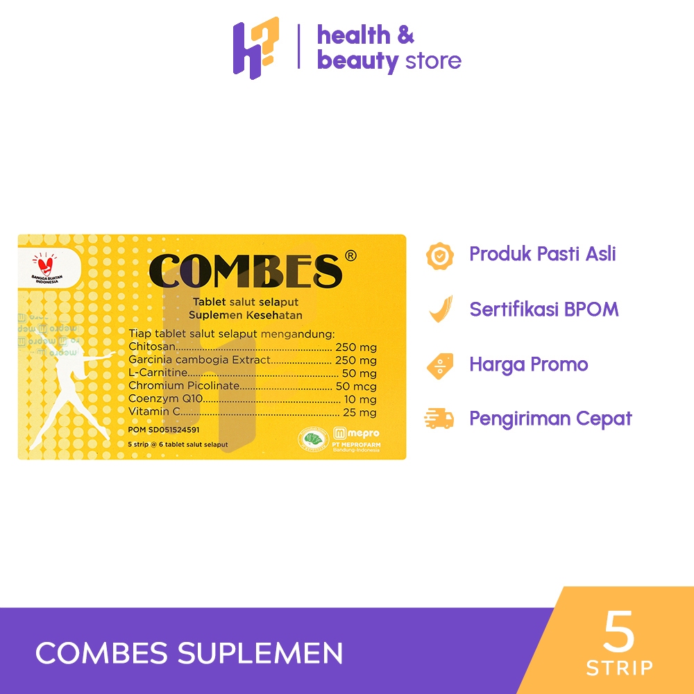 COMBES 1 BOX ISI 5 STRIP | Suplemen Pelangsing, Obat Diet, Pembentukan Energi, Menahan Nafsu Makan