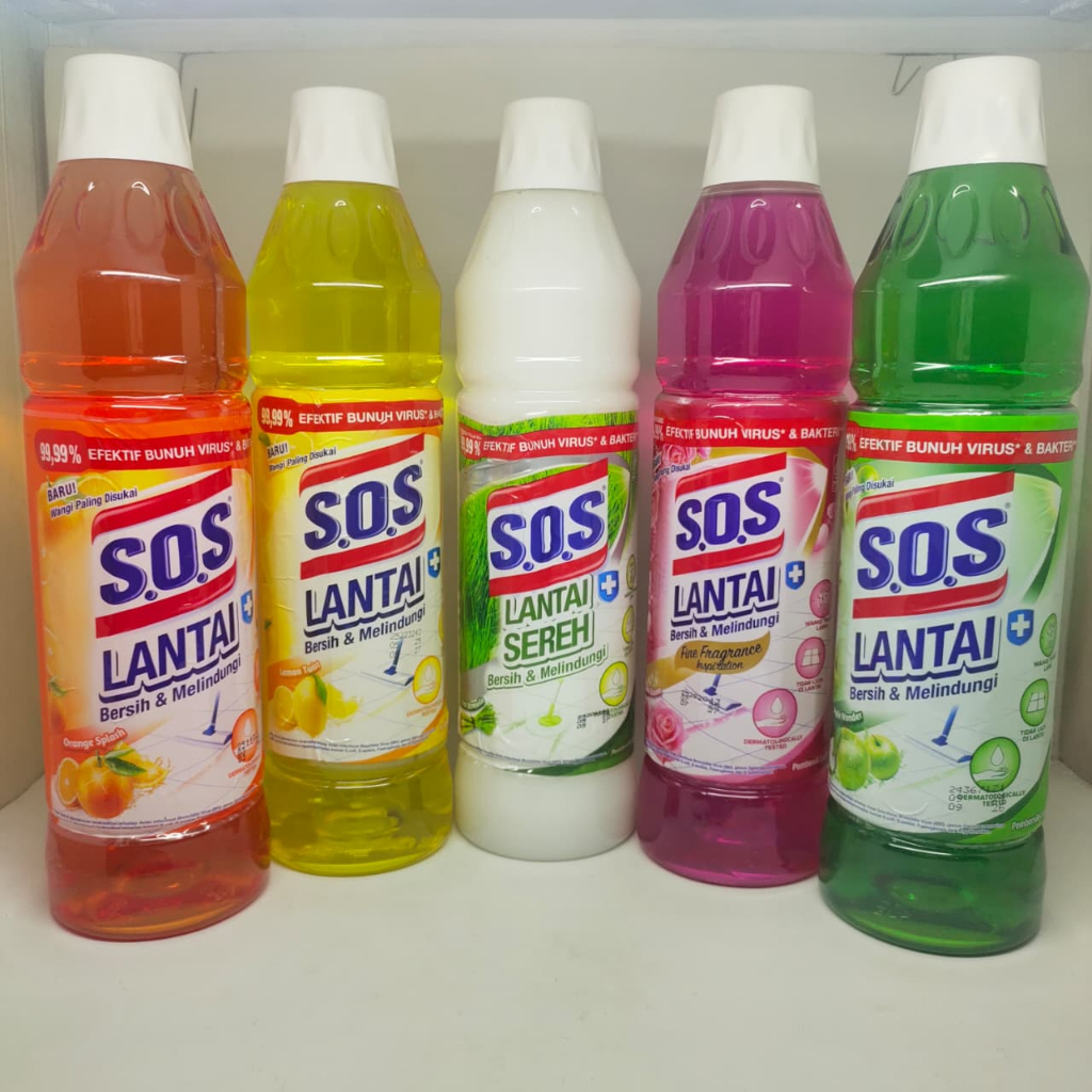 PEMBERSIH LANTAI SOS FLOOR CLEANER BOTOL 800 780 ML ANTIBAKTERI WANGI APEL LEMON ORANGE SEREH