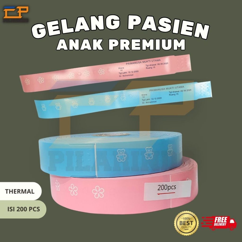 Gelang Pasien ANAK Thermal / Gelang Pasien Roll langsung cetak Isi 200 pcs