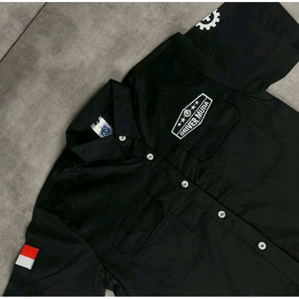 ( COD ) kemeja full bordir DRIVER MUDA TERBARU  original kemeja pria wanita bahan premium nagata dri