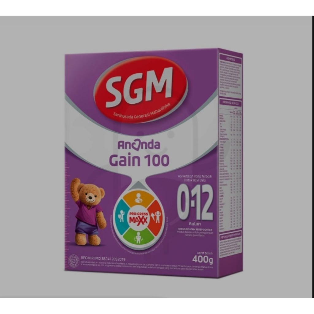 SUSU SGM ANANDA GAIN 100 USIA 0-12 BULAN 400 GRAM BOX
