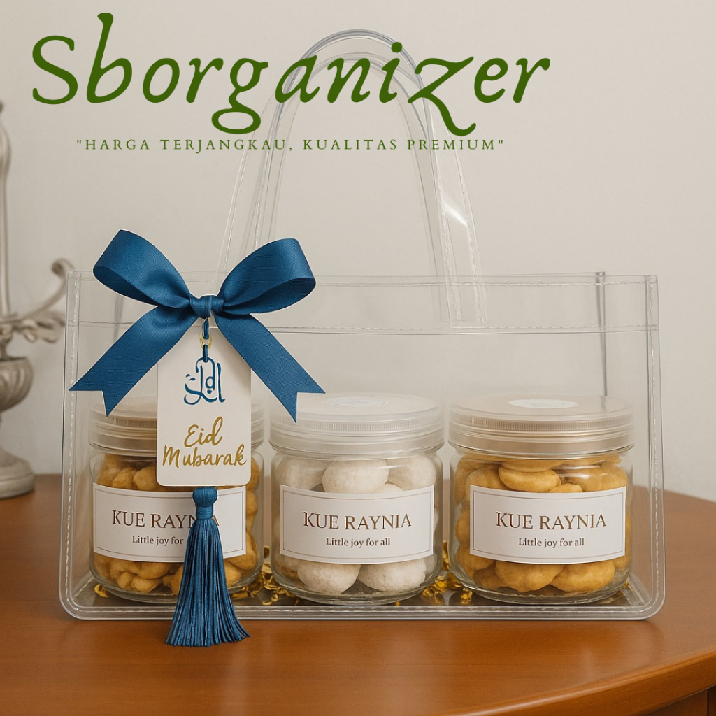 tas mika transparan botol kue kering tas souvernir promosi tas goodybag tas kue kering 2 toples