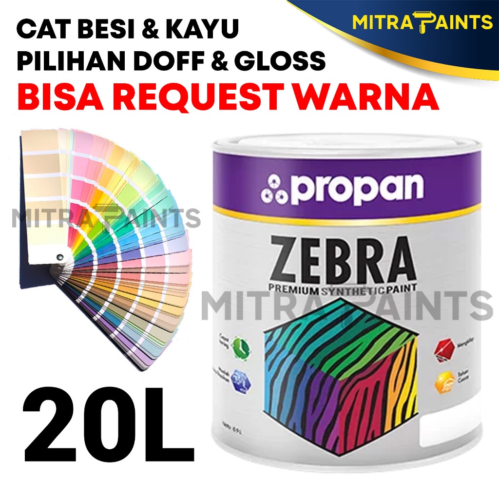 CAT KAYU DAN BESI PROPAN ZEBRA SYNTHETIC 20 LITER / CAT MINYAK DOFF GLOSSY