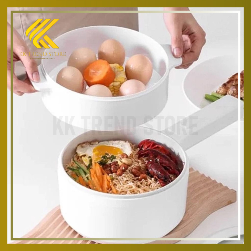 PANCI LISTRIK KERAMIK PUTIH PANCI MASAK DAN KUKUS ELEKTRIK MULTIFUNGSI ANTI LENGKET MEMASAK POT PORT