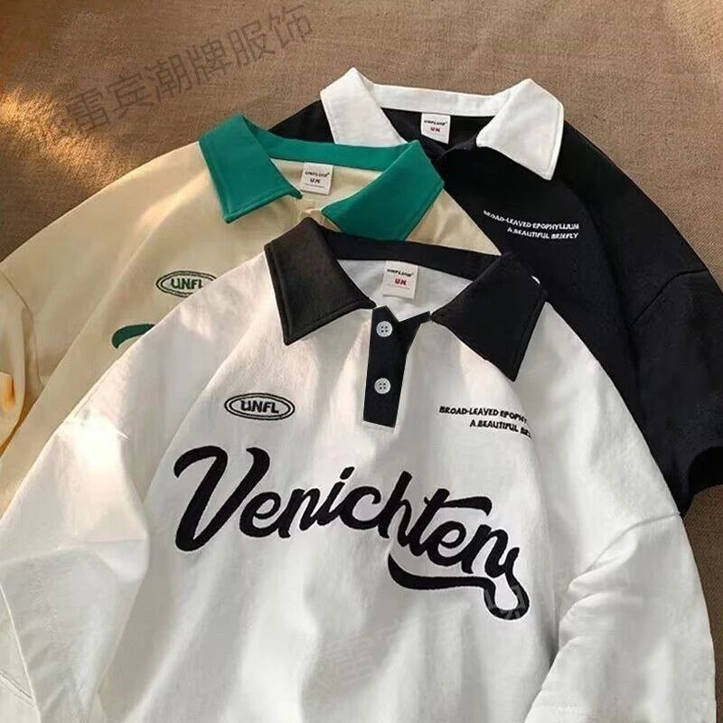 Outfit.Qu T-SHIRT/KAOS POLO VENICHTERY Turtle Neck Short Sleeve Pria Kaos Korea Kerah Tinggi Unisex 