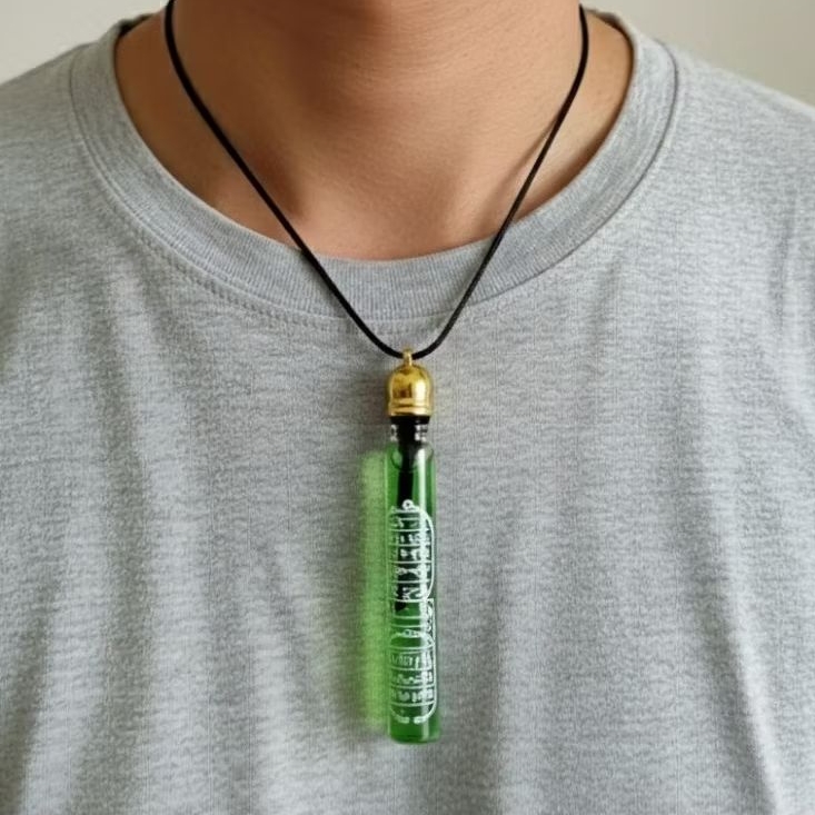 Kalung Liontin Tabung Kaca Kaligrafi Parfum Ukuran 5 ml